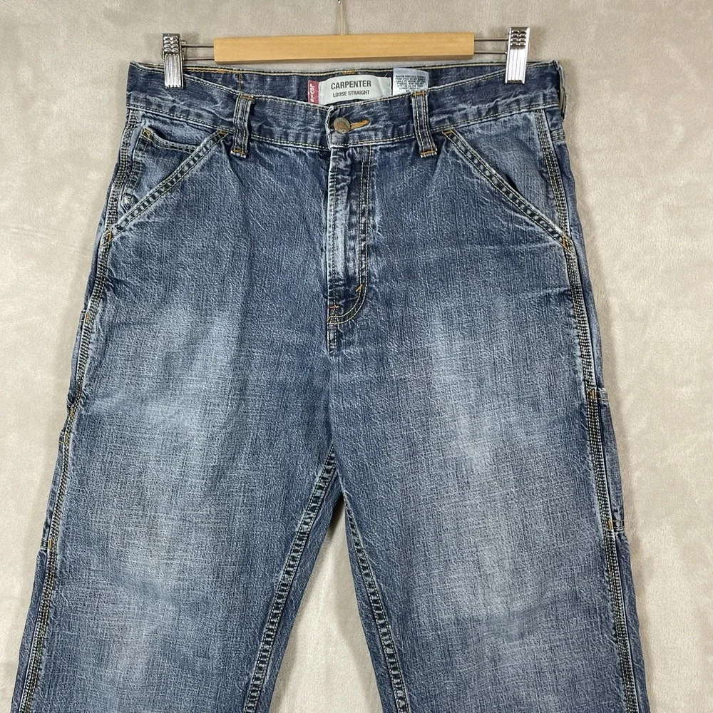 Vtg Levis Carpenter Jeans Mens 30x30 Loose Straight Y2K 2004 Faded Distressed